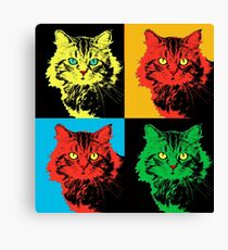 CAT POP ART yellow red green Canvas Print
