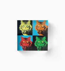 CAT POP ART YELLOW RED GREEN Acrylic Block