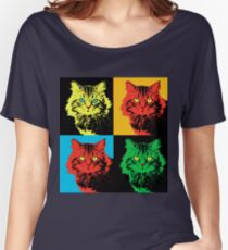 CAT POP ART yellow red green Women's Relaxed Fit T-Shirt