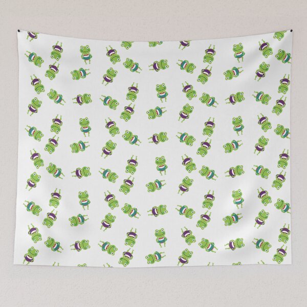 Item preview, Spinning Frogs in Swimming outfit Illustration Purple Cyan designed and sold by DeliveryGeorge.