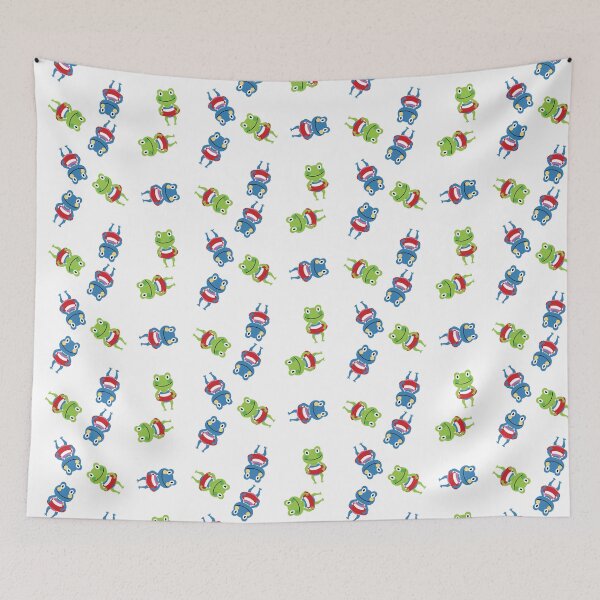 Item preview, A Blue and Green Spinning Frogs in Swimming outfit Illustration  designed and sold by DeliveryGeorge.