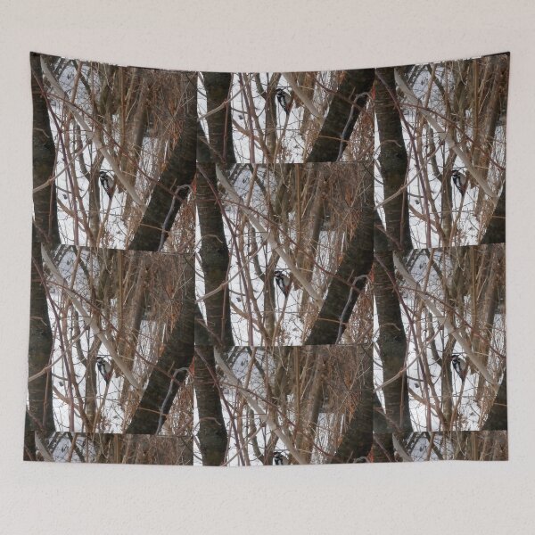 Item preview, Woodpecker's visit on a cool winter day designed and sold by crystalline.