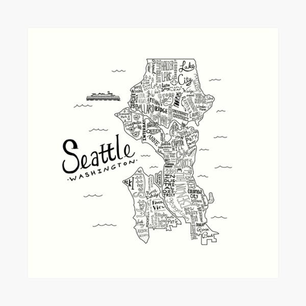 Seattle Map Art Print