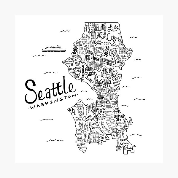 Seattle Map Photographic Print