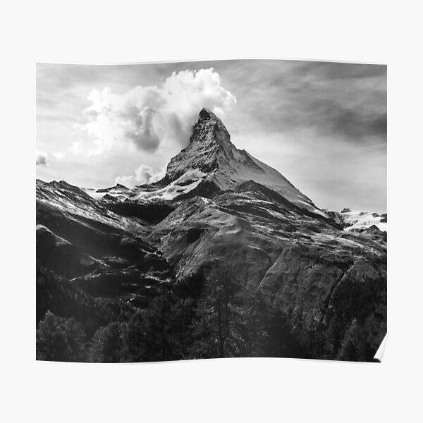 Black & White Mountains Poster