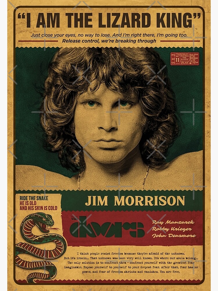 Jim Morrison Lizard King Poster For Sale By Nyewomobcar Redbubble