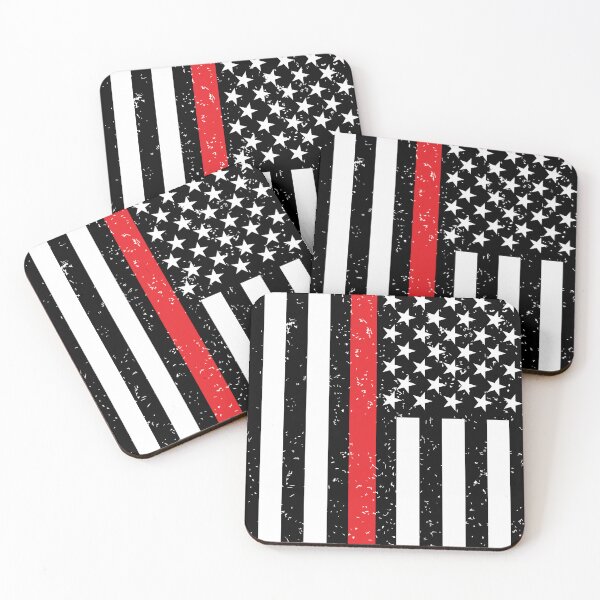 Item preview, Distressed Thin Red Line Flag American Firefighter Flag Wallpaper designed and sold by Schka.