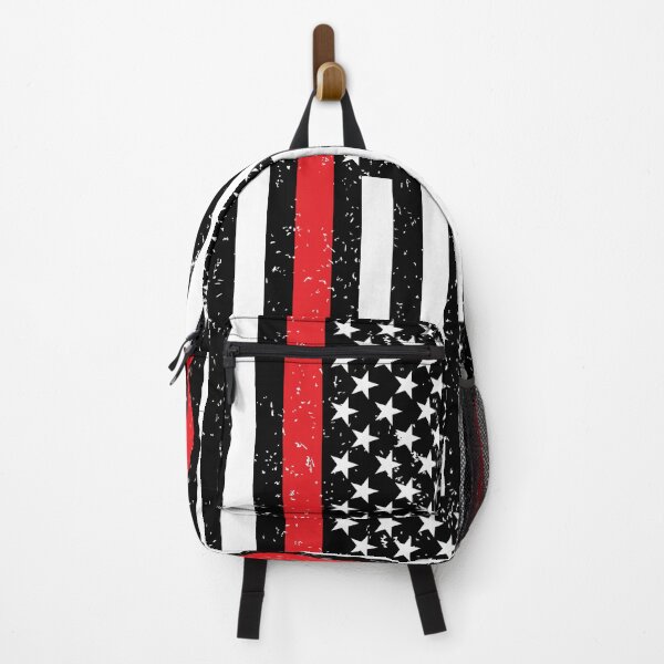 Item preview, Distressed Thin Red Line Flag American Firefighter Flag Wallpaper designed and sold by Schka.