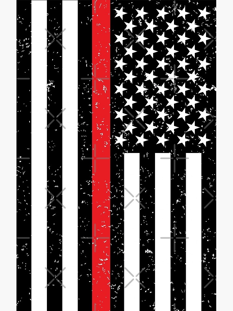 Thin Red Line Flag on Black Firefighter Water Bottle