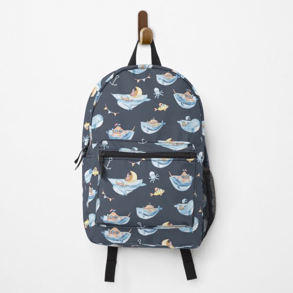 Item preview, Watercolor hand painted cute whale and fish digital painting, repeat pattern designed and sold by tiana-geo.