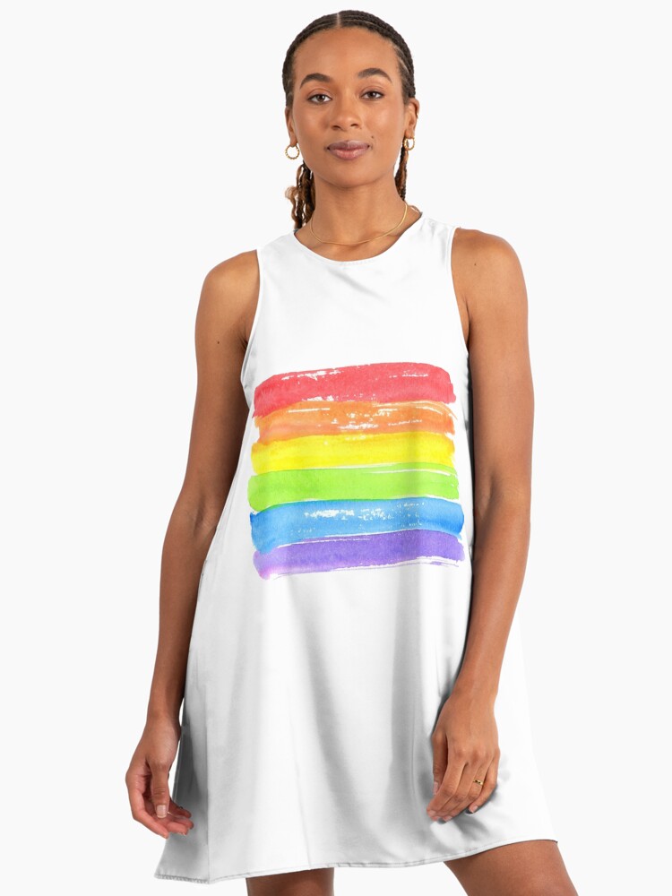 white christmas dresses HOLOGRAM BIG SHOULDER GAY PRIDE DRESS main image 1