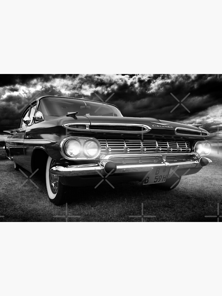 Disover 1959 Chevy Impala, chevy black and white Premium Matte Vertical Poster