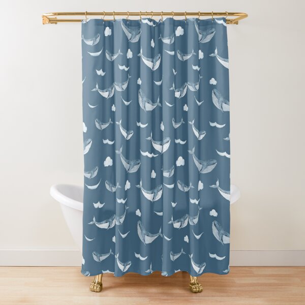 Watercolor hand painted cute whale digital painting, repeat pattern Shower Curtain