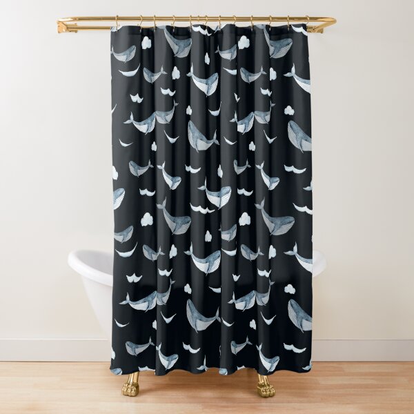 Watercolor hand painted cute whale digital painting, repeat pattern Shower Curtain