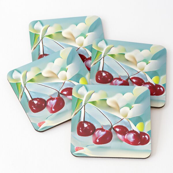 Aperçu de l'œuvre mid-century modern cherries pastel original art créée et vendue par Surrealarts727.