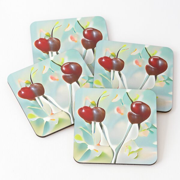 Aperçu de l'œuvre mid-century modern cherries pastel original art créée et vendue par Surrealarts727.