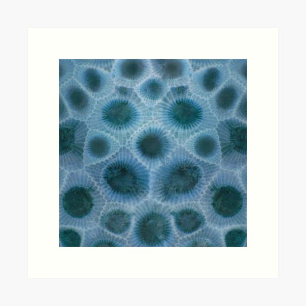 Blue Petoskey stone pattern, I heart the Great Lakes, smitten with the mitten Art Print