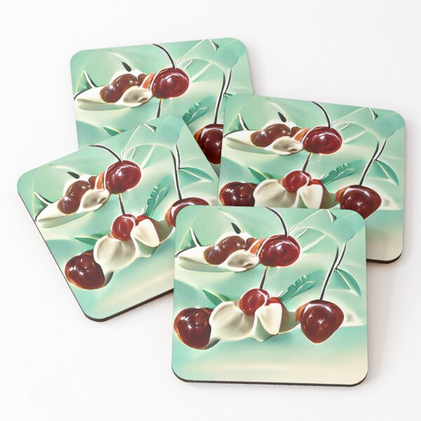 Aperçu de l'œuvre mid-century modern cherries pastel original art créée et vendue par Surrealarts727.