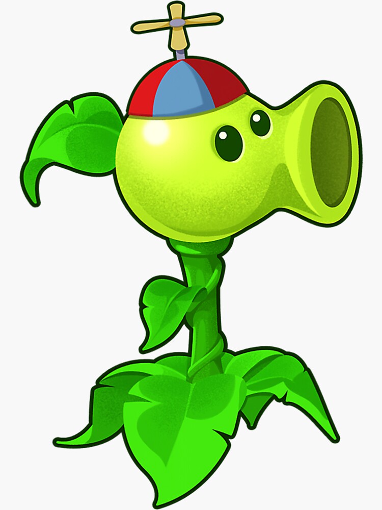"Cute Peashooter, Nostalgia Plants and Zombies, Leaf Cap" Sticker for