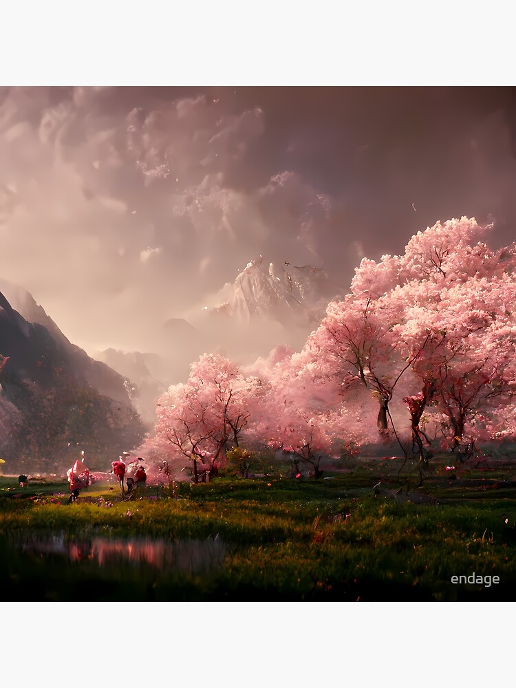 Japanese Sakura Cherry Blossom Trees Landscape #2 | Photographic Print