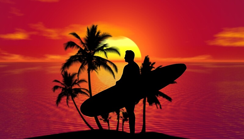 “Longboard Sunset Surfer Dude” by podartist | Redbubble