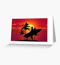 Longboard Sunset Surfer Dude Greeting Card