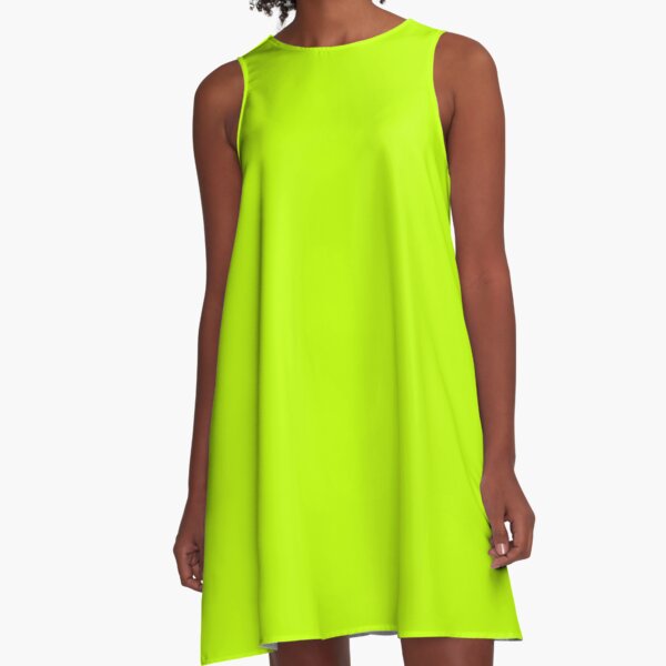 Bitter Lime Neon Green Yellow Solid Color A-Line Dress