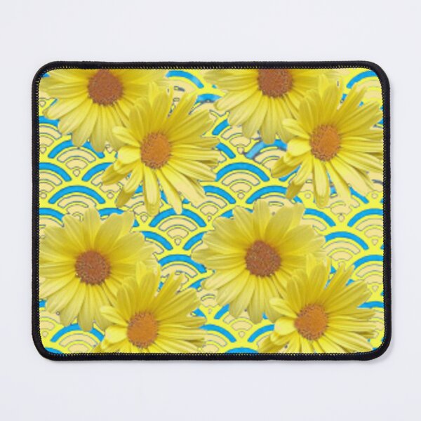 Item preview, YELLOW DAISIES BLUE ABSTRACT PATTERN ART designed and sold by sharlesart.