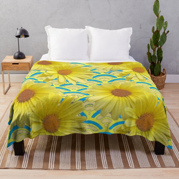 Item preview, YELLOW DAISIES BLUE ABSTRACT PATTERN ART  designed and sold by sharlesart.