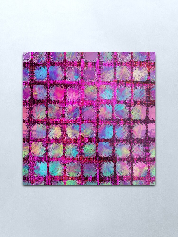 Colorful Retro Rainbow Patchwork Tiles Metal Print by Pamela Arsena