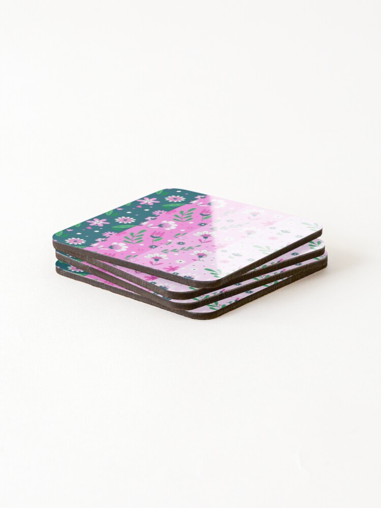 Thumbnail 4 of 5, Coasters (Set of 4), Spring Floral  Seamless Pattern Design  designed and sold by DMJPRINT.