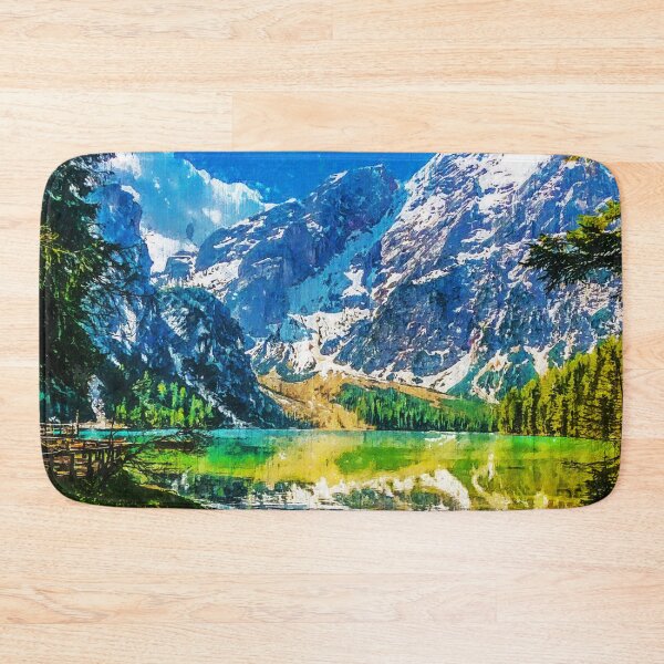 Item preview, Pragser Wildsee Landscape Italy Oil Paint, Pragser Wildsee Italy Nature, Beautiful Pragser Wildsee Wanderung, Lake Prags Landscape Pragser Wildsee Portrait designed and sold by Trendymotion.