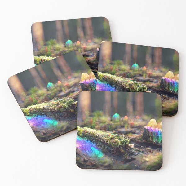 Item preview, Vivid iridescent rainbow crystals in a forest designed and sold by Raphael Baker.