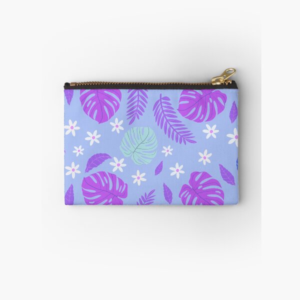 Item preview, Monstera pattern on blue background designed and sold by BumbleBearArtUK.