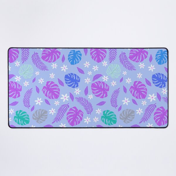 Item preview, Monstera pattern on blue background designed and sold by BumbleBearArtUK.