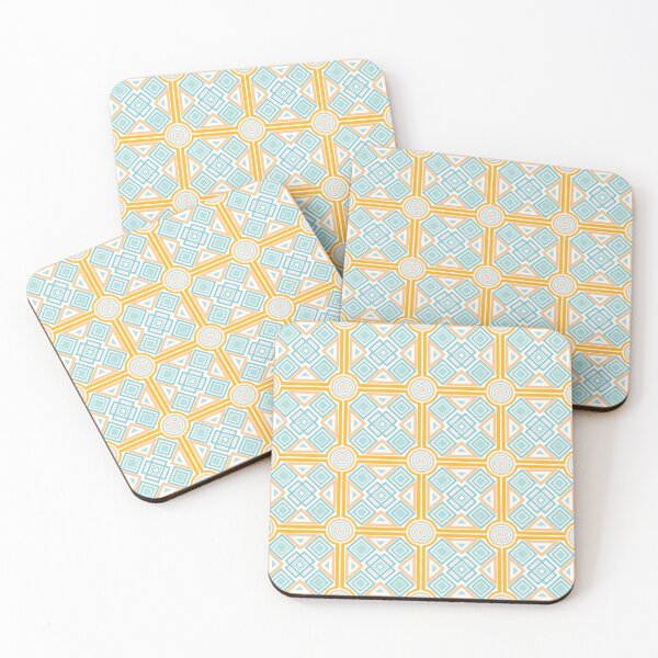 Item preview, Yellow Blue White Diagonal Checked Square Circle Geometric Pattern designed and sold by Moyanana.