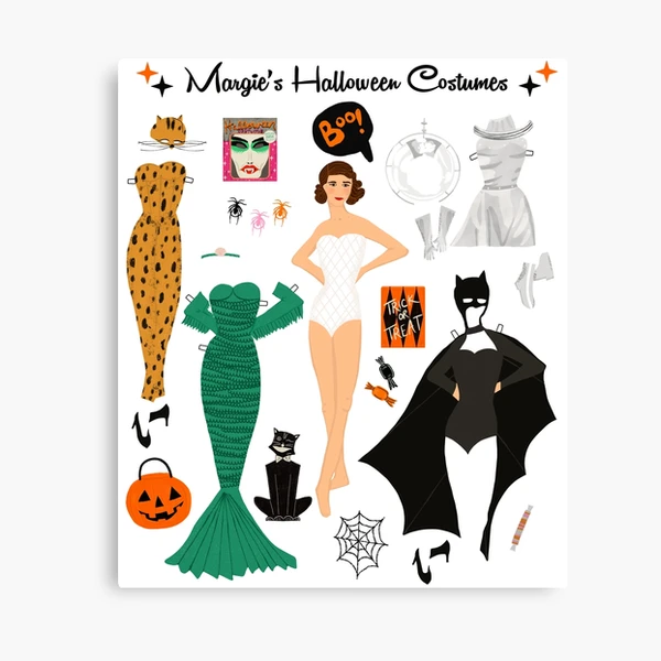 margie-s-halloween-costumes-paper-doll-art-canvas-print-for-sale-by-jenbucheli-redbubble for Free Printable Halloween Paper Dolls Margie's Halloween Costumes Paper Doll Art