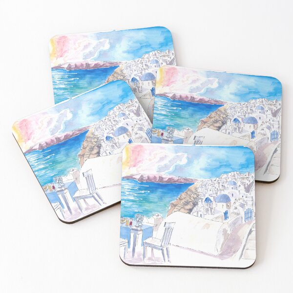 Item preview, Santorini Sunset View with Rooftop Bar and Fruit Juices  designed and sold by artshop77.