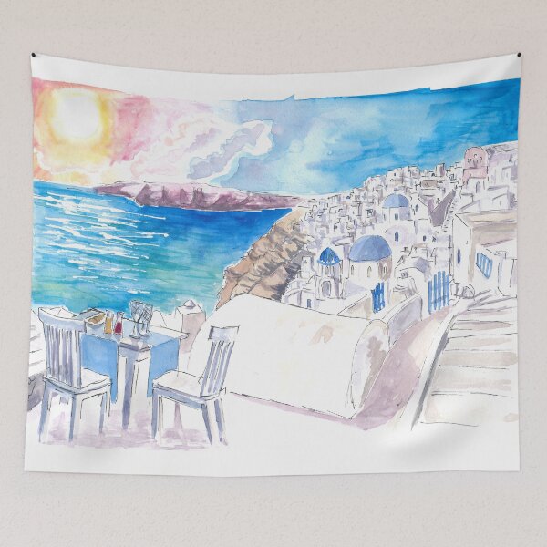 Item preview, Santorini Sunset View with Rooftop Bar and Fruit Juices  designed and sold by artshop77.