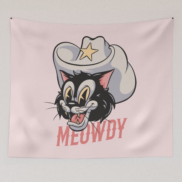 Item preview, MEOWDY Cat | Cowboy Cat Retro Mascot | HOWDY YALL | Pink Background designed and sold by Any Color Designs.