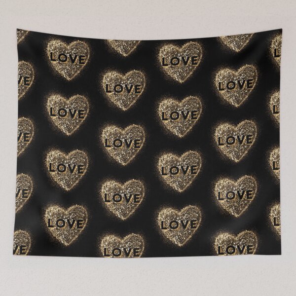 Item preview, Love Word on Gold Glitter Love Heart - Love Design designed and sold by CreativNode.