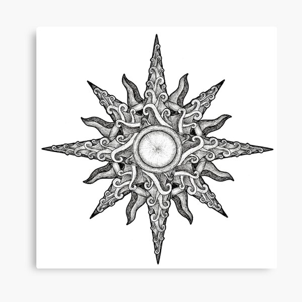 Surf in a Windrose – Compass (tattoo style) Canvas Print