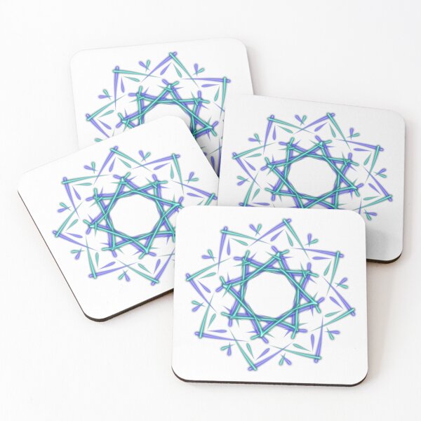 Item preview, Green and blue eight pointed star , abstract art designed and sold by Meo Design.