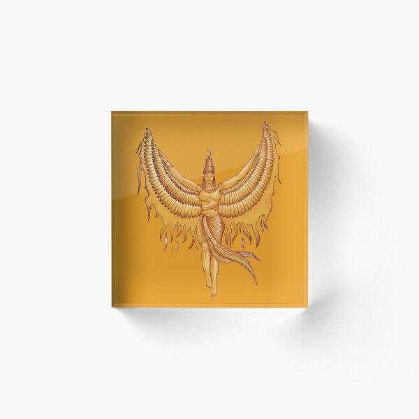 Isis, Goddess Egypt with wings of the legendary bird Phoenix Acrylic Block