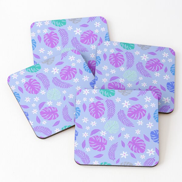 Item preview, Monstera pattern on blue background designed and sold by BumbleBearArtUK.