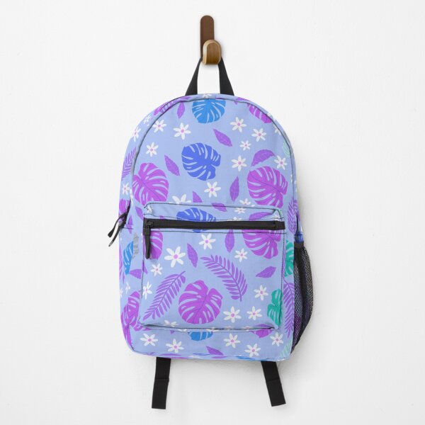 Item preview, Monstera pattern on blue background designed and sold by BumbleBearArtUK.