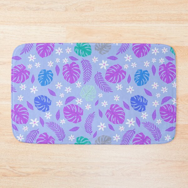 Item preview, Monstera pattern on blue background designed and sold by BumbleBearArtUK.