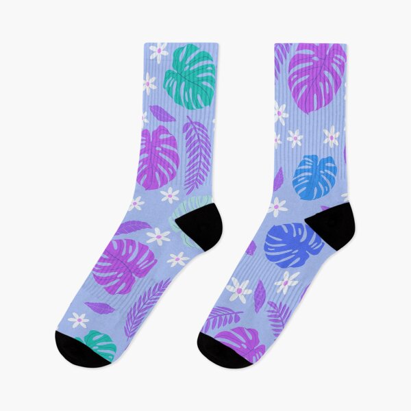 Item preview, Monstera pattern on blue background designed and sold by BumbleBearArtUK.