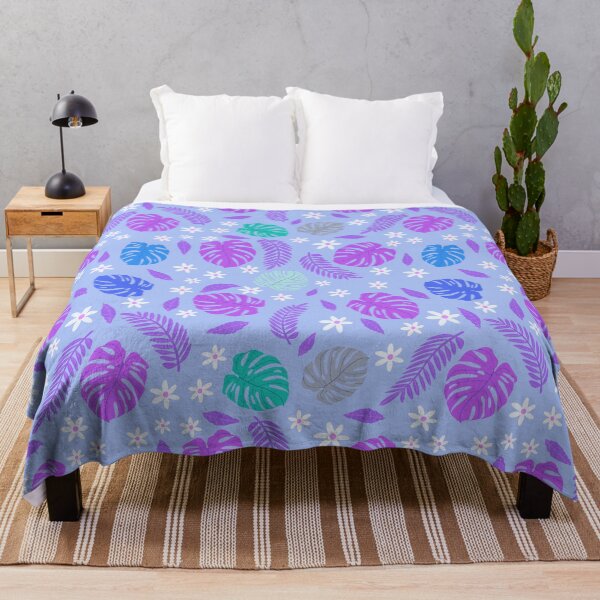Item preview, Monstera pattern on blue background designed and sold by BumbleBearArtUK.
