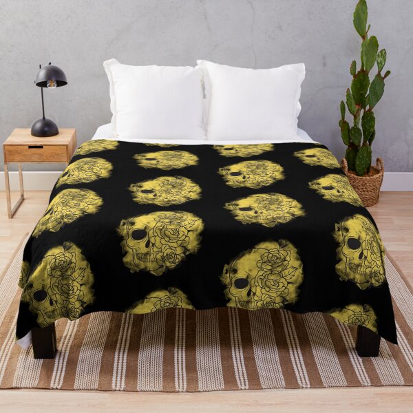 Item preview, Yellow Orange Ink Cloud Flower Skull Design designed and sold by CreativNode.